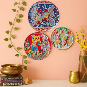 لوحات حائط RITUALISTIC Madhubani - مجموعة من 3 قطع | ديكور المنزل | لوحة | إلهي | تصاميم معقدة