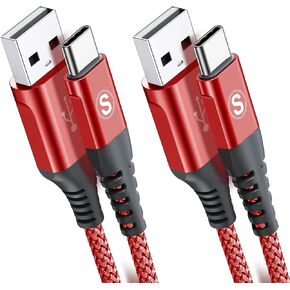 كابل USB Type C Cable 3.1a شحن سريع [2pack ، 3.3 قدم+3.3 قدم] ، سلك USB-A إلى USB-C Charger من نايلون سلك Samsung Galaxy S21 S20 S9 S8 Plus ، Note 20 10 9 8 7 ، A71 A51 A32 ، LG ، Moto ، PS5-Orange