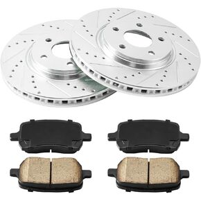 Kax Front Brake Kit ، دوارات الفرامل المحفورة/المحفورة ومنصات الفرامل الخزفية ، استبدال شيفروليه ماليبو 2004-2012 ، كوبالت 2008 ، بونتياك G6 2006-2010 ، G5 2007-2009 ، Saturn Aura 2007-2009