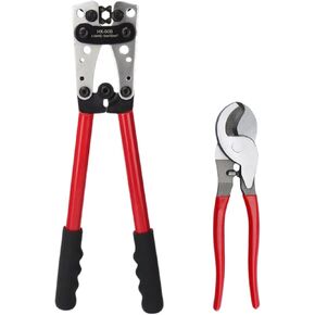 أداة العقص لمدة 8 ، 6 ، 4 ، 2 ، 1 ، 1/0 AWG العروات الأسلاك الثقيلة ، محطة البطارية ، العروات النحاسية مع قطع السلك