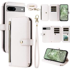 حقيبة محفظة لـ Google Pixel 7A 5G 2023 مع محفظة حزام الكتف حزام معصم ، PU LEATHY FLIP FOLIO CRODE CARD STANDSORIONS COLERS COLERTORIES PIXEL7A A7 GOLD