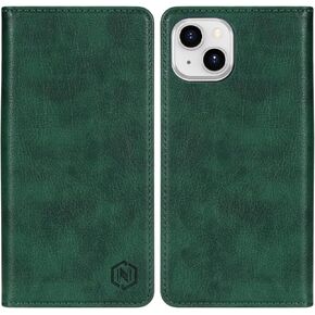 متوافق مع iPhone 15 Wallet Case مع فتحات بطاقة حظر RFID الإغلاق المغناطيسي الافتتاحي الافتتاحية الربط بغطاء من جلد PU PORED لـ 15 CASE WALLET (6.1 Inch BLACK)