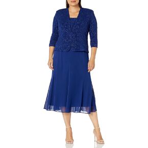 Alex Evenings womens Tea Length Button-front Jacket Dress Special Occasion Dress