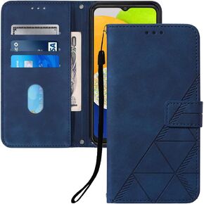 علبة Samsung Galaxy A16 ، وهي حالة من محفظة PU Leather مع حامل بطاقات الائتمان Kickstand الإغلاق المغناطيسي مقاوم للصدمة ، غطاء حماية الورقة Samsung Galaxy A16 Blue YBS