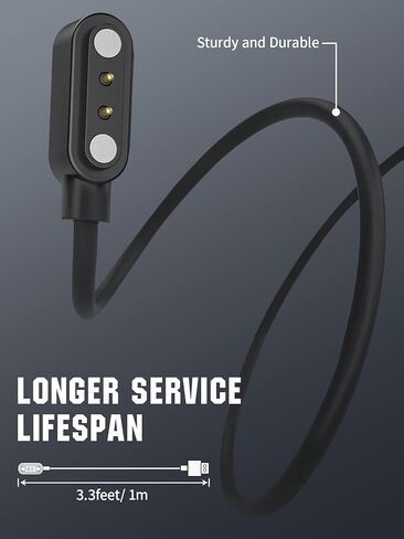 TiMOVO Smart Watch Charger Compatible with YAMAY Letsfit VeryFitPro, Magnetic USB Smartwatch Charging Cable for Umidigi Uwatch 3S 3 2 2S/Willful SW021 SW023 SW025, Black in Kuwait