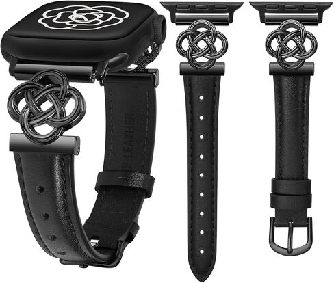 Wearlizer Slim Leather Band Compatible with Apple Watch Bands Women 41/40/38/42/44/45/46/49mm, Dressy Fancy Designer Celtic Knot Thin Leather Strap for iWatch Series 10 9 Ultra SE 8 7 6 5 4 3 2 1 in Kuwait