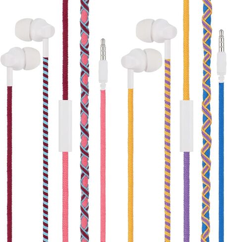 URIZONS Colorful Braided Unbreakable Headphones Wired - in Ear Earbuds Kids Earphones with Mic Tangle Free for Kids for iPhone/Samsung with Case in Kuwait