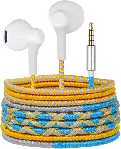 URIZONS Colorful Braided Unbreakable Headphones Wired - in Ear Earbuds Kids Earphones with Mic Tangle Free for Kids for iPhone/Samsung with Case in Kuwait