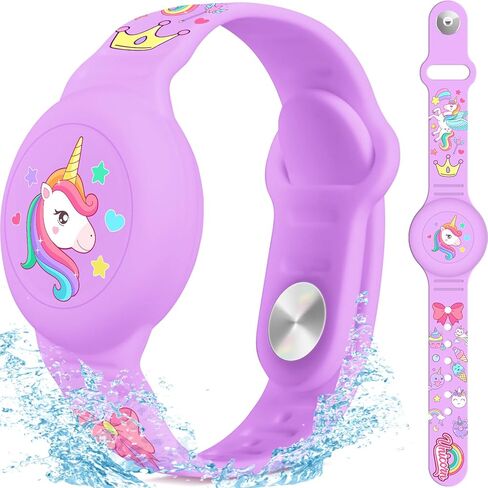 Waterproof Air Tag Bracelet for Kids, Princess Air Tag Holder for Kids with Full Coverage Hidden Design, Silicone Airtag Wristband for Child, Pink in Kuwait