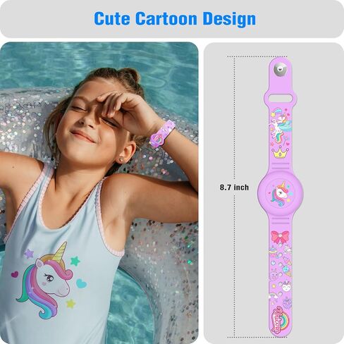 Waterproof Air Tag Bracelet for Kids, Princess Air Tag Holder for Kids with Full Coverage Hidden Design, Silicone Airtag Wristband for Child, Pink in Kuwait