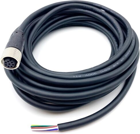M12 8Pin Female Connector Cable, A Code Straight Aviation Plug Electrical Cable PVC Industrial Molded Cable for Industrial Automation Control Fieldbus Module 30V 2A AWG24（5Meter） in Kuwait