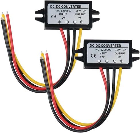 2pcs DC 12/24V إلى 5V محول 3A 15W ، التنحي لأسفل المحول ، مخفض الجهد محولات الطاقة المقاومة للماء IP68 in Kuwait