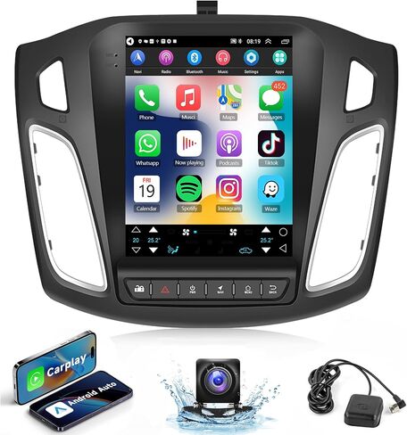 4G+64G Car Radio Carplay for Ford Focus 2012-2018, Rimoody Android 13 Car Stereo GPS Navigational WiFi Android auto Mirror Link 9.7’’ Touchscreen Bluetooth FM/RDS SWC + Backup Camera in Kuwait