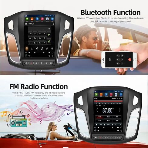 4G+64G Car Radio Carplay for Ford Focus 2012-2018, Rimoody Android 13 Car Stereo GPS Navigational WiFi Android auto Mirror Link 9.7’’ Touchscreen Bluetooth FM/RDS SWC + Backup Camera in Kuwait