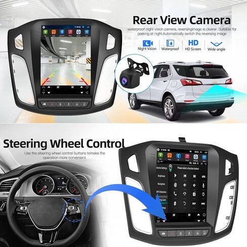 4G+64G Car Radio Carplay for Ford Focus 2012-2018, Rimoody Android 13 Car Stereo GPS Navigational WiFi Android auto Mirror Link 9.7’’ Touchscreen Bluetooth FM/RDS SWC + Backup Camera in Kuwait