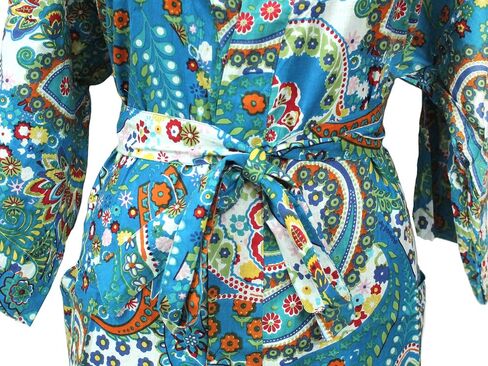 CRAFT KALA Women's Kimono Robe Long Robes with lorful Owl Printed White Kimono Nightgown,White,One Size in Saudi Arabia