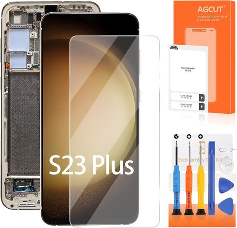 OLED for Samsung Galaxy S23 Plus Plus Screen Presentive لعرض Samsung S23 Plus LCD SM-S916B SM-S916U SM-S916W LCD Digitizer Touch Associal مع إطار (إصدار الولايات المتحدة ، مع بصمات الأصابع) (أسود) in Kuwait