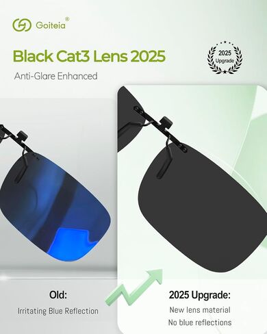 Goiteia Polarized Clip-On Sunglasses,Lightweight Rectangle Design Over Prescription Glasses,Non-Flip Up,Compact Fit in Kuwait