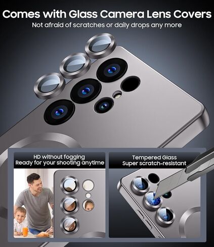 ماتي لـ Samsung Galaxy S25 Ultra Case ، متوافق مع Magsafe ، غطاء مغناطيسي رفيع نحيف مع حامي عدسة الكاميرا المدمجة (قابلة للإزالة) قذيفة مقاومة للصدمات ، الأزرق in Kuwait