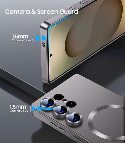 ماتي لـ Samsung Galaxy S25 Ultra Case ، متوافق مع Magsafe ، غطاء مغناطيسي رفيع نحيف مع حامي عدسة الكاميرا المدمجة (قابلة للإزالة) قذيفة مقاومة للصدمات ، الأزرق in Kuwait