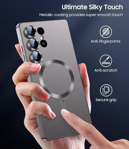 ماتي لـ Samsung Galaxy S25 Ultra Case ، متوافق مع Magsafe ، غطاء مغناطيسي رفيع نحيف مع حامي عدسة الكاميرا المدمجة (قابلة للإزالة) قذيفة مقاومة للصدمات ، الأزرق in Kuwait