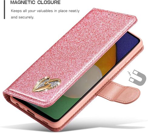 QLTYPRI Case for Samsung Galaxy S25, Bling Shiny Glitter Flip Folio Case Full-Body Protective Cover Card Slots Magnetic Closure Kickstand Wrist Strap for Women Girls S25 Case - Gold in Kuwait