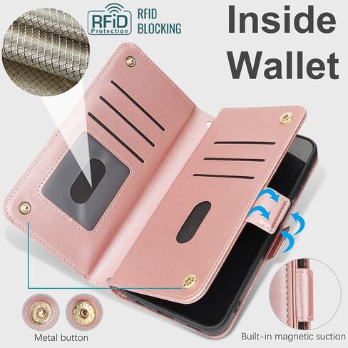 Jaorty Compatible with Samsung Galaxy A14 5G Wallet Case for Women Men,【RFID Blocking】PU Leather Phone Case with Card Holder for Samsung A14 5G,Wrist Strap Zipper Credit Card Slots Flip Cover,Dark Red in Kuwait