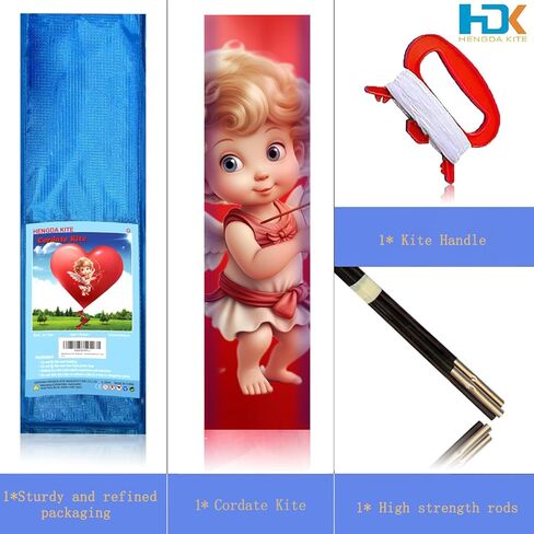 HENGDA KITE Cordate Kite، للأطفال والكبار، سهلة الطيران، تصميم ممتاز للنسيج والهيكل، الصور جميلة بدقة عالية، مناسبة للمبتدئين (34 × 29) باللون الوردي in Kuwait