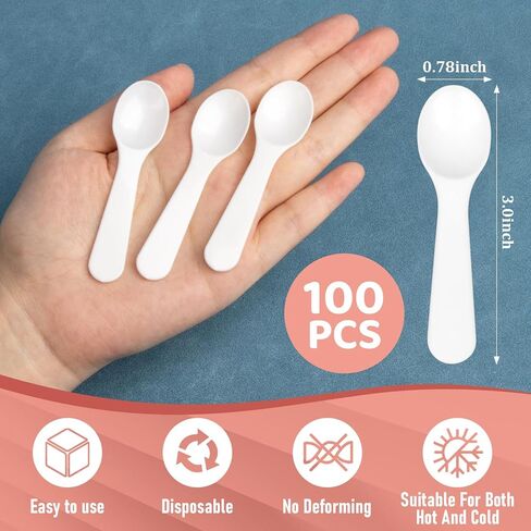 Mini Spoons - 100PCS Dessert Spoons Disposable Spoons Plastic Disposable Cutlery Small Plastic Spoons For Ice Cream Cake Jelly Pie Yogurt Dessert For Party Celebrations Multi-Color in Saudi Arabia