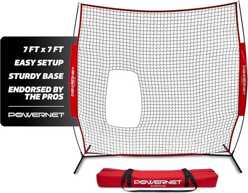 PowerNet 7x7 ft Pitch-Thru Protection Screen for Softball (NET ONLY) | 49 sqft Barrier | Perfect for Pitching or Batting Practice | Open Area in Net to Allow Ball to Pass Through in Saudi Arabia