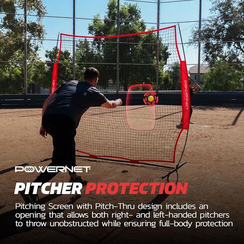 PowerNet 7x7 ft Pitch-Thru Protection Screen for Softball (NET ONLY) | 49 sqft Barrier | Perfect for Pitching or Batting Practice | Open Area in Net to Allow Ball to Pass Through in Saudi Arabia