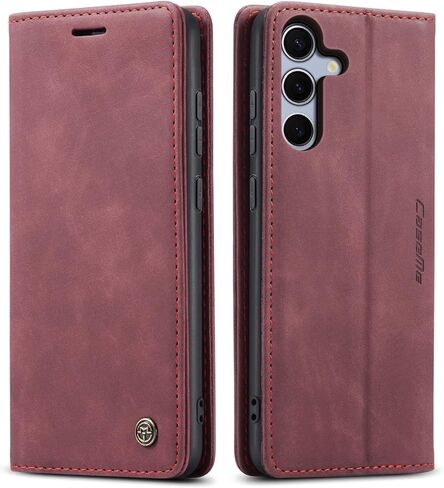 Kowauri for Samsung Galaxy S25 Case, Classic Design Leather Wallet Magnetic Closure Flip Case with Kickstand Card Holder Slot Shockproof Protective Cover for Samsung Galaxy S25 (Coffee) in Kuwait