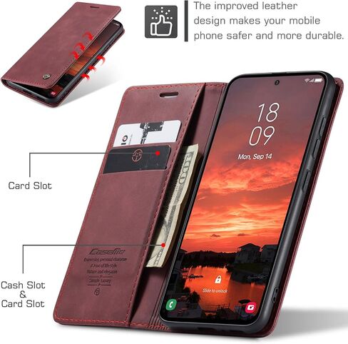 Kowauri for Samsung Galaxy S25 Case, Classic Design Leather Wallet Magnetic Closure Flip Case with Kickstand Card Holder Slot Shockproof Protective Cover for Samsung Galaxy S25 (Coffee) in Kuwait