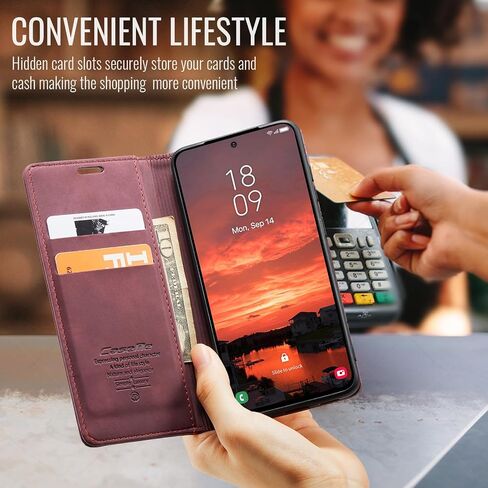 Kowauri for Samsung Galaxy S25 Case, Classic Design Leather Wallet Magnetic Closure Flip Case with Kickstand Card Holder Slot Shockproof Protective Cover for Samsung Galaxy S25 (Coffee) in Kuwait