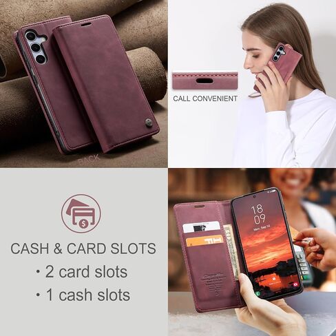 Kowauri for Samsung Galaxy S25 Case, Classic Design Leather Wallet Magnetic Closure Flip Case with Kickstand Card Holder Slot Shockproof Protective Cover for Samsung Galaxy S25 (Coffee) in Kuwait