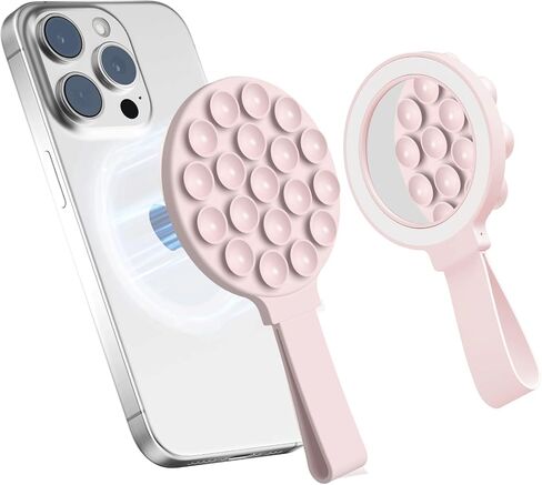 for Magsafe Silicone Suction Cup Phone Mount Built-in Mirror for iPhone Hands-Free Cell Phone Accessory Holder for Selfies & Videos (White) in Saudi Arabia