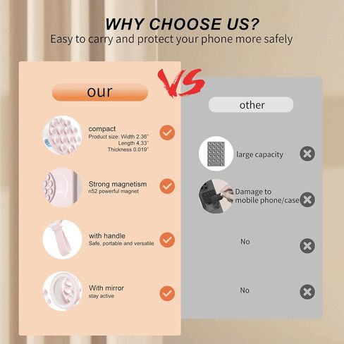 for Magsafe Silicone Suction Cup Phone Mount Built-in Mirror for iPhone Hands-Free Cell Phone Accessory Holder for Selfies & Videos (White) in Saudi Arabia