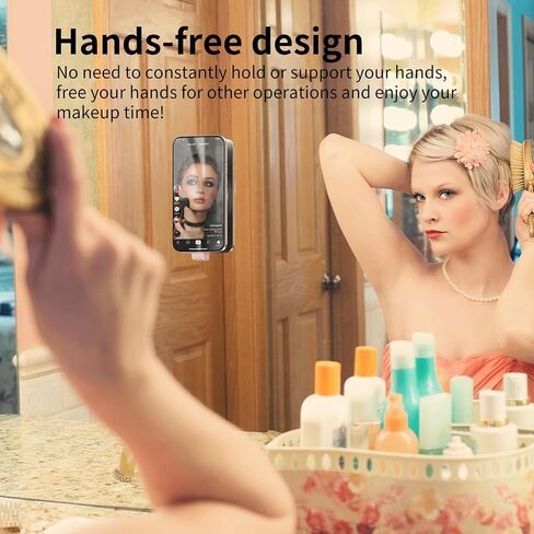 for Magsafe Silicone Suction Cup Phone Mount Built-in Mirror for iPhone Hands-Free Cell Phone Accessory Holder for Selfies & Videos (White) in Saudi Arabia