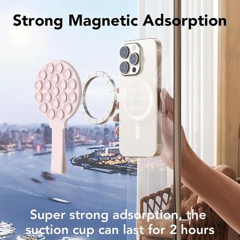 for Magsafe Silicone Suction Cup Phone Mount Built-in Mirror for iPhone Hands-Free Cell Phone Accessory Holder for Selfies & Videos (White) in Saudi Arabia