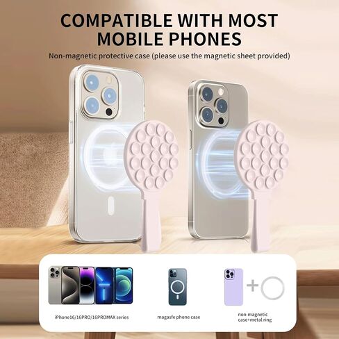 for Magsafe Silicone Suction Cup Phone Mount Built-in Mirror for iPhone Hands-Free Cell Phone Accessory Holder for Selfies & Videos (White) in Saudi Arabia