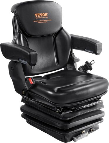 VEVOR Universal Forklift Seat, Tractor Seat with Armrest & Adjustable Backrest, Shock Absorption, Secure Micro Switch, High-Resilience PVC Mower Seat for Tractor Excavator, Skid Loader in Kuwait