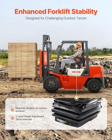VEVOR Universal Forklift Seat, Tractor Seat with Armrest & Adjustable Backrest, Shock Absorption, Secure Micro Switch, High-Resilience PVC Mower Seat for Tractor Excavator, Skid Loader in Kuwait