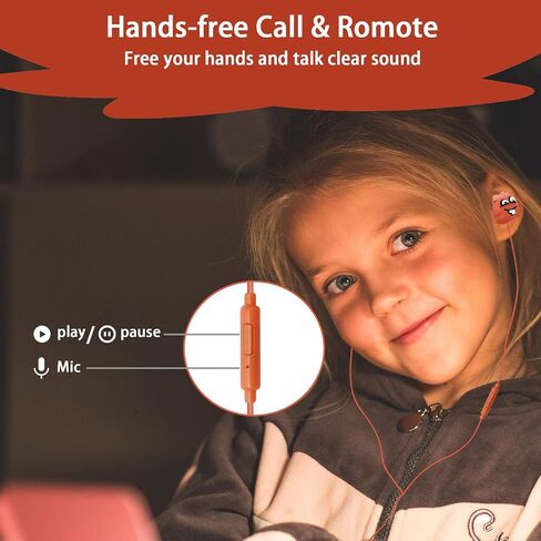 Kids Earbuds with Storage Case for Back to School, Earbuds for Kids in-Ear Headphones of Electronics Wired 3.5mm with Mic Microphone, Lovely Gifts for School Girls and Boys (Steven, Red) in Saudi Arabia