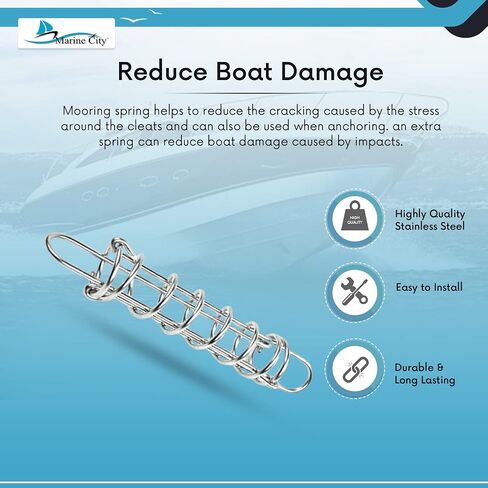 MARINE CITY 304 Grade Stainless Steel Boat Anchor Dock Line Mooring Spring Shock Absorbing 14-9/16 Inches for Boats – Yachts – Marine Accessories (Pack of 1) in Kuwait