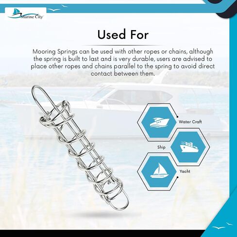 MARINE CITY 304 Grade Stainless Steel Boat Anchor Dock Line Mooring Spring Shock Absorbing 14-9/16 Inches for Boats – Yachts – Marine Accessories (Pack of 1) in Kuwait