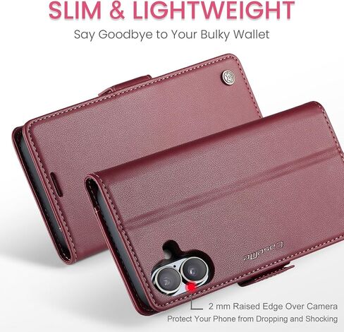 Flip Case for iPhone 16, [RFID Blocking] PU Leather Wallet Flip Folio Case with Card Holder Kickstand Shockproof Phone Cover for Men Women for iPhone 16 Case 6.1 inch (Blue) in Kuwait