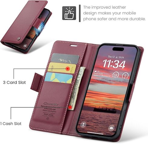 Flip Case for iPhone 16, [RFID Blocking] PU Leather Wallet Flip Folio Case with Card Holder Kickstand Shockproof Phone Cover for Men Women for iPhone 16 Case 6.1 inch (Blue) in Kuwait