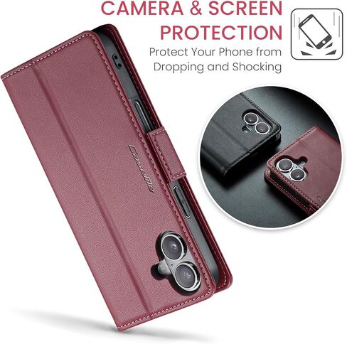 Flip Case for iPhone 16, [RFID Blocking] PU Leather Wallet Flip Folio Case with Card Holder Kickstand Shockproof Phone Cover for Men Women for iPhone 16 Case 6.1 inch (Blue) in Kuwait