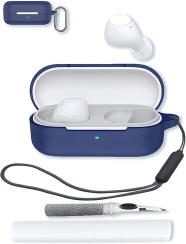 Case for Sony WF C510 Truly Wireless in-Ear Bluetooth Earbud,Soft Protective,Shockproof, BOVUGAC Silicone Case Cover with Keychain & Cleaning Kit & Lanyard-White in Kuwait