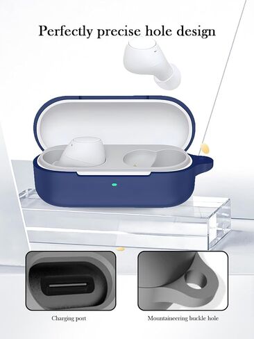 Case for Sony WF C510 Truly Wireless in-Ear Bluetooth Earbud,Soft Protective,Shockproof, BOVUGAC Silicone Case Cover with Keychain & Cleaning Kit & Lanyard-White in Kuwait